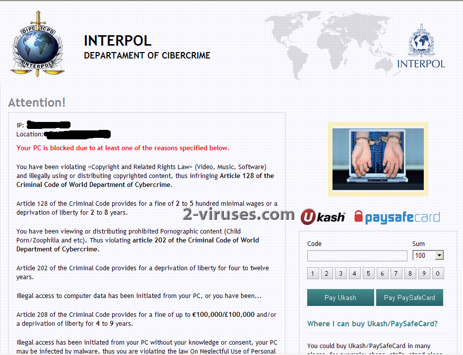 Interpol Department of Cybercrime virus