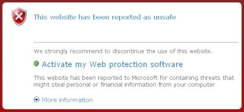 “This site has been reported as unsafe”