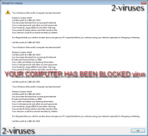 YOUR COMPUTER HAS BEEN BLOCKED virus