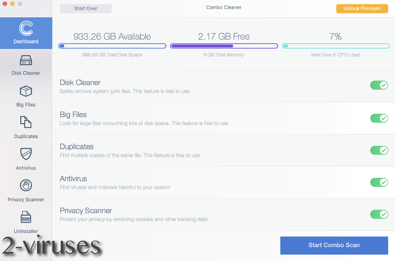 Combo Cleaner Main Screen