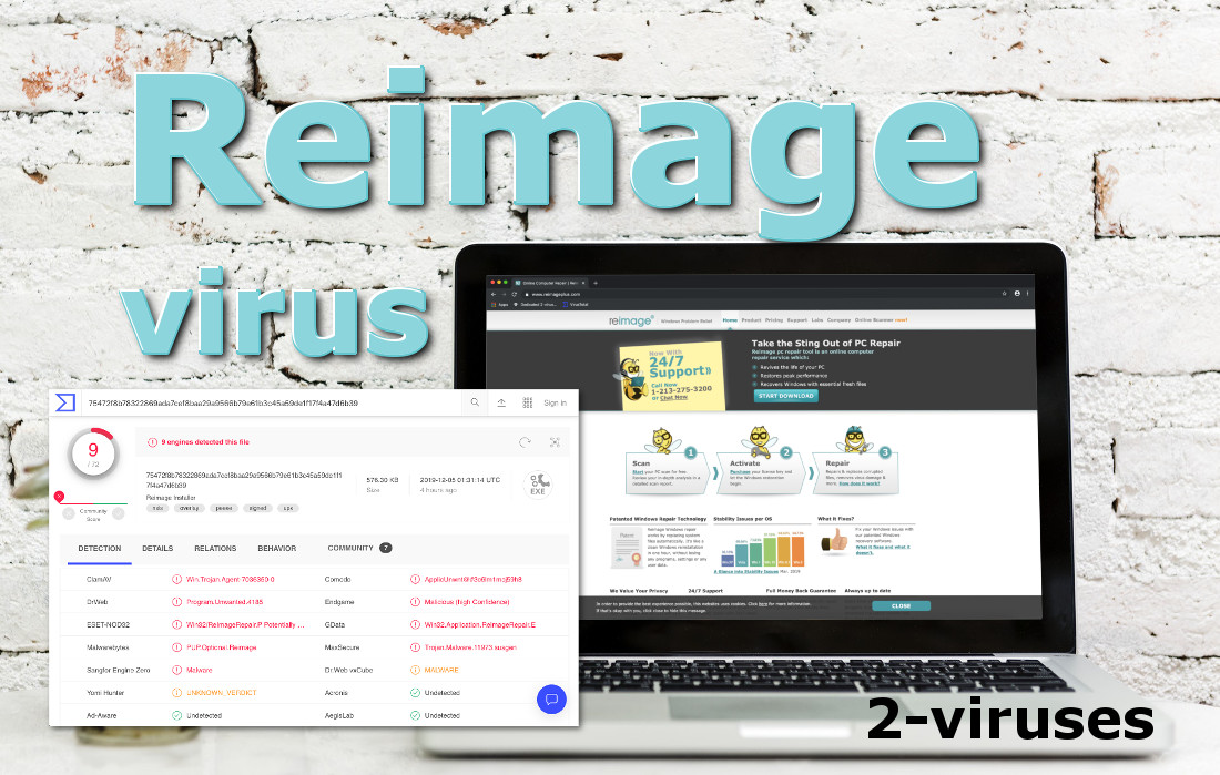 "Reimage virus", 9/72 virustotal engines detect it